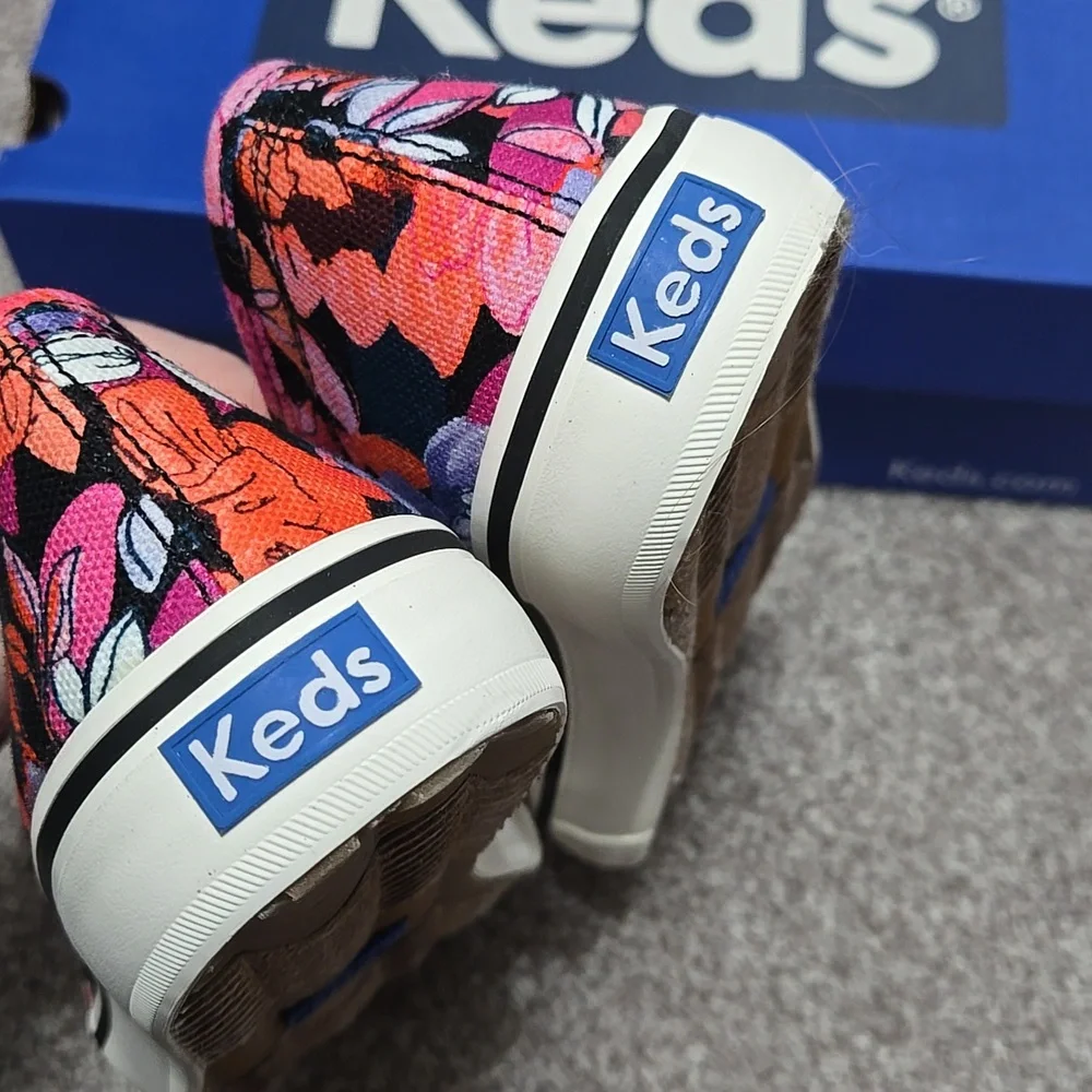 KEDS DOUBLE DECKER TWILL FLORAL Sneaker - Black in Size 8.5 - NEW IN BOX